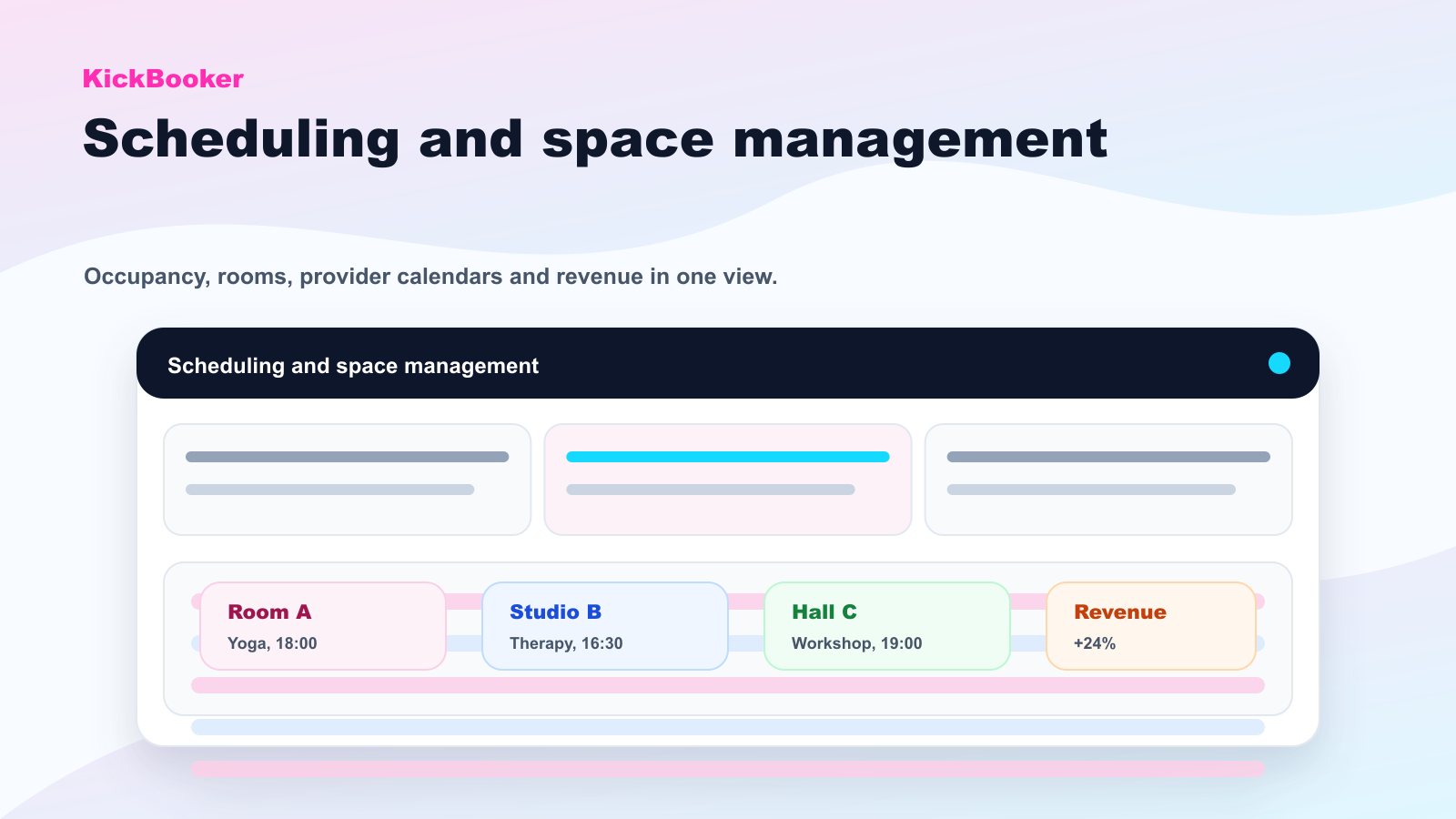 KickBooker secure workspace dashboard for scheduling and payments