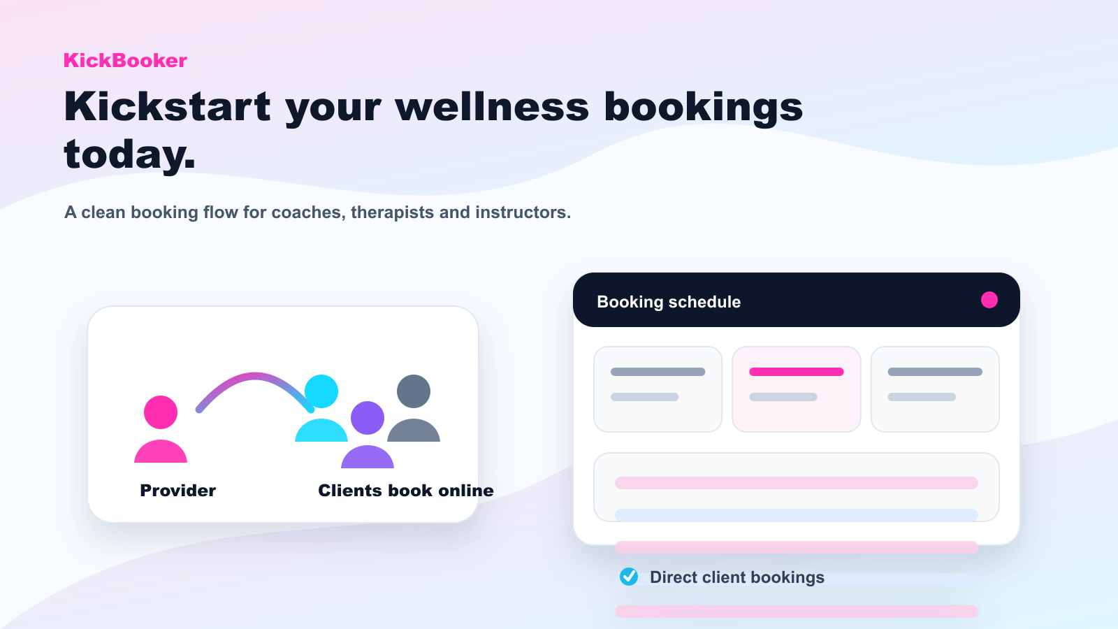 KickBooker public online booking experience for activities